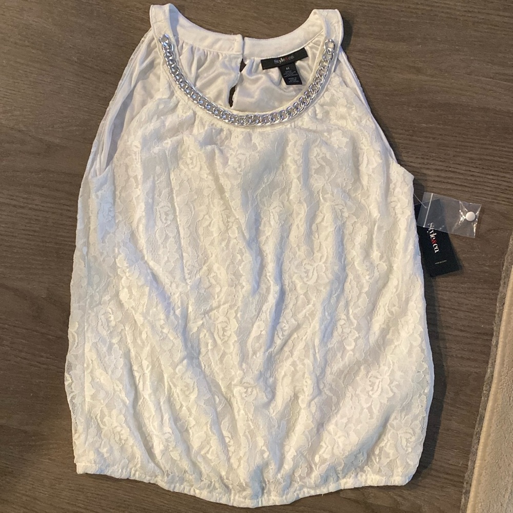 Style&co White Lace Blouse Medium